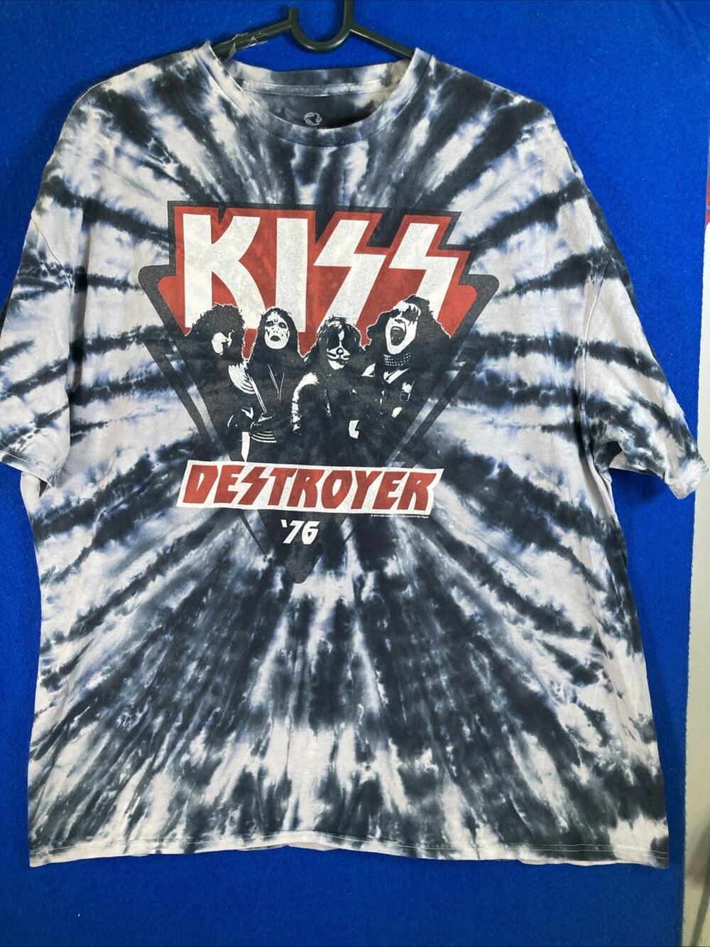 KISS Destroyer '76 Liquid Blue Tie Dye T-Shirt Men's Size 2XL Rock Band Tee 2016